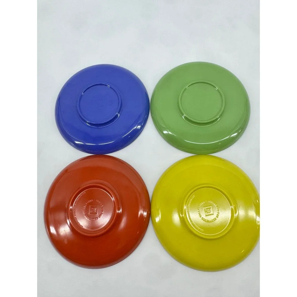 Nespresso Melamine Espresso Saucers Set of 4 Blue Green Red Yellow Matte Black